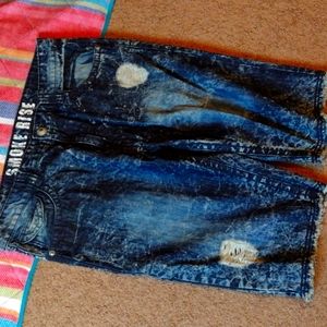 Smoke Rise denim shorts distressed n ripped style